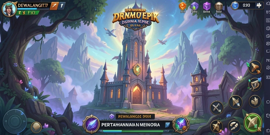 Menampilkan gameplay seru dari DEWALANGIT77 saat mempertahankan menara.