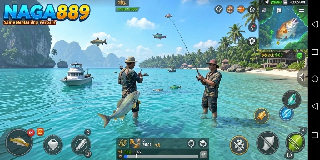 Tampilan gameplay seru saat memancing di NAGA889.