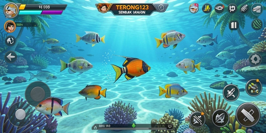 Tampilan screenshot TERONG123 menampilkan aksi seru menembak ikan.